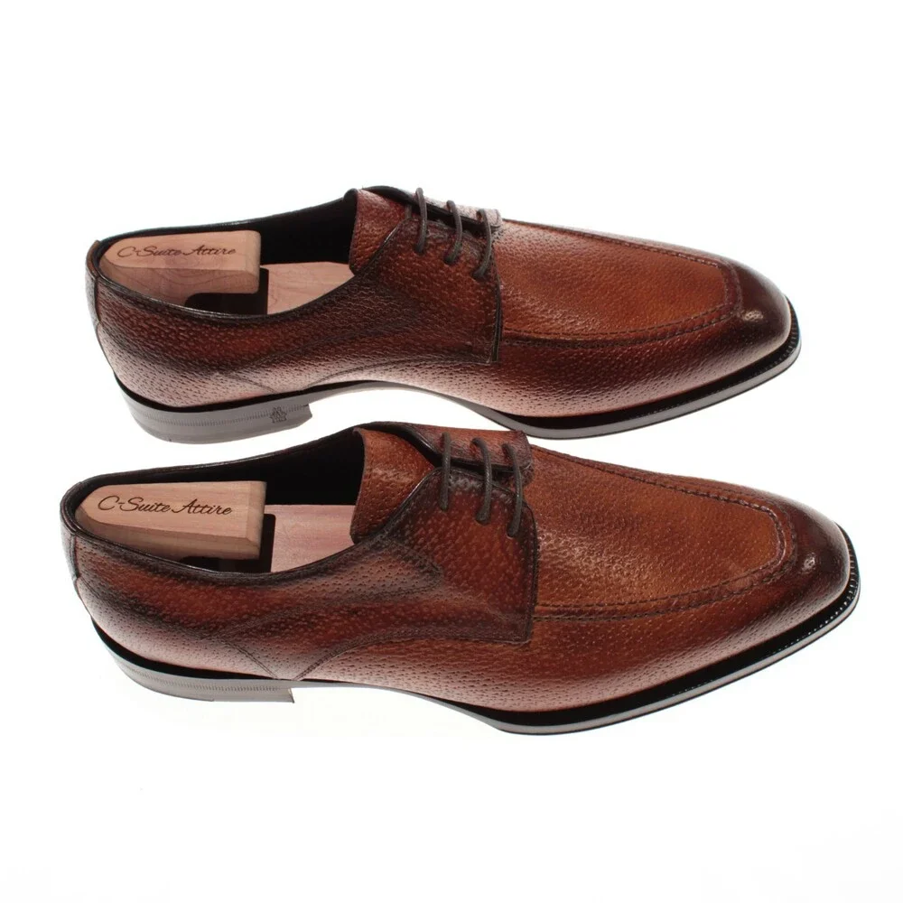 Di Bianco NWB Derby Dress Shoes Size 42.5 (US 9.5) in Brown Peccary Leather